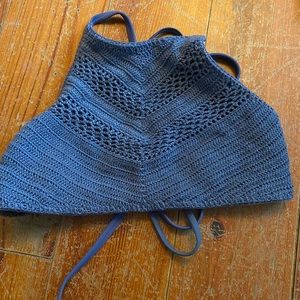 Blue crochet bikini top